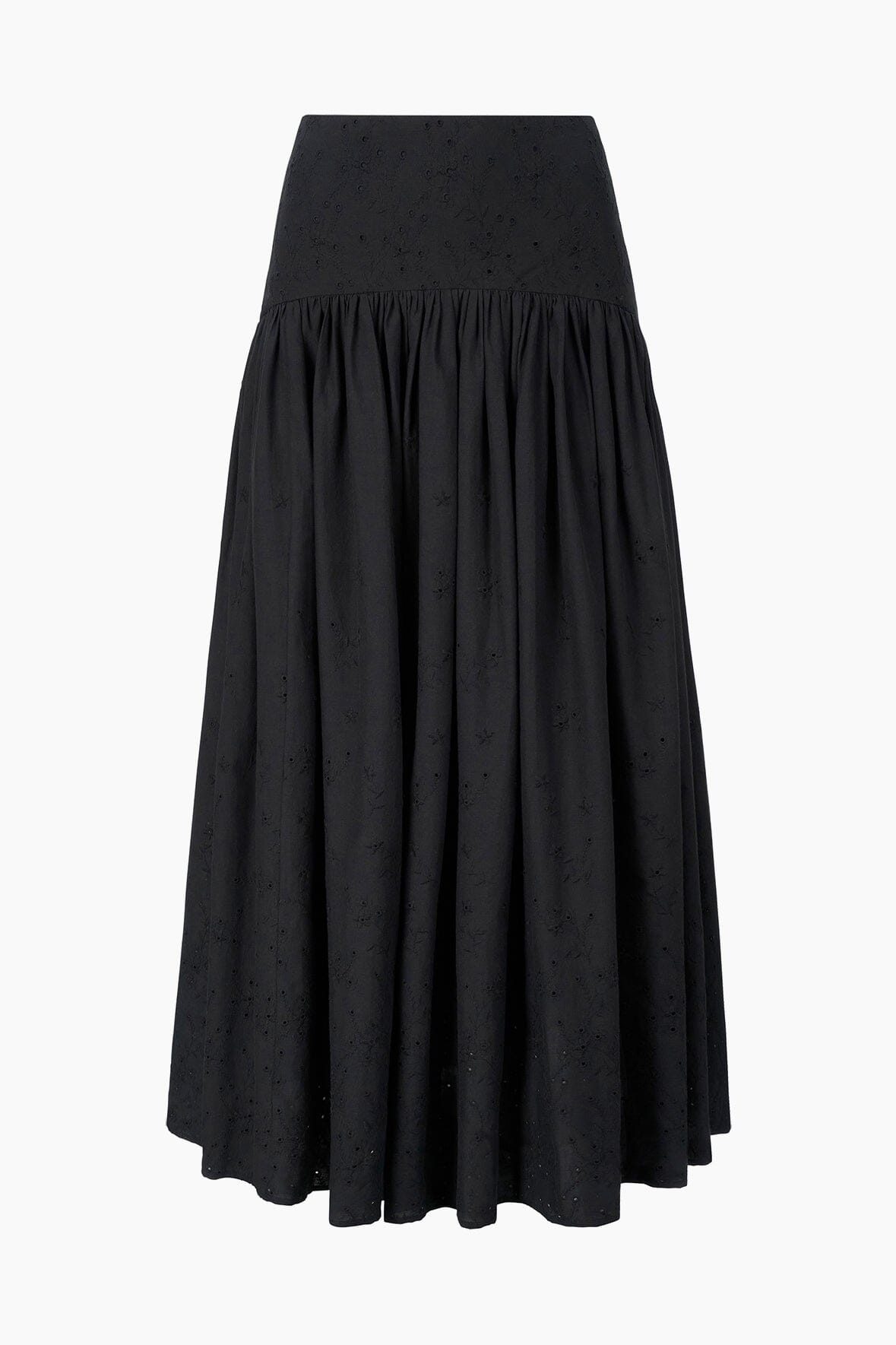 Black Eyelet Maxi Skirt with Hidden Zipper | Procida
