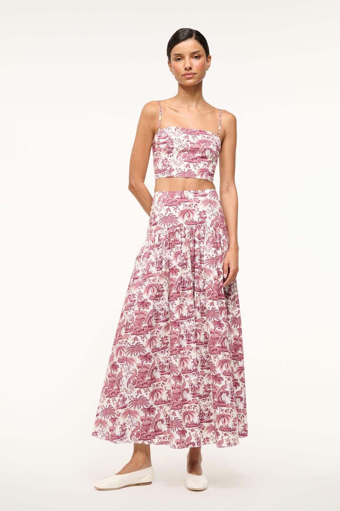 Maxi Skirt with Curved Yoke & Hidden Zipper | Procida Bordeaux Toile