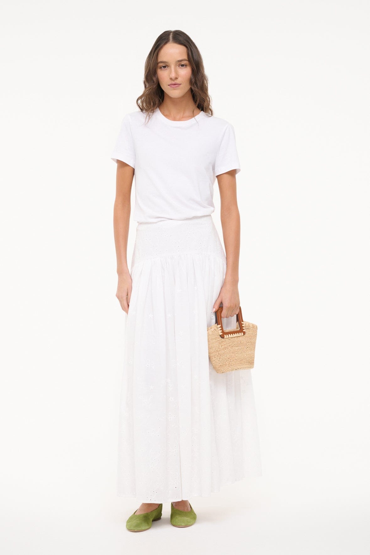 White Eyelet Maxi Skirt with Hidden Zipper | Procida