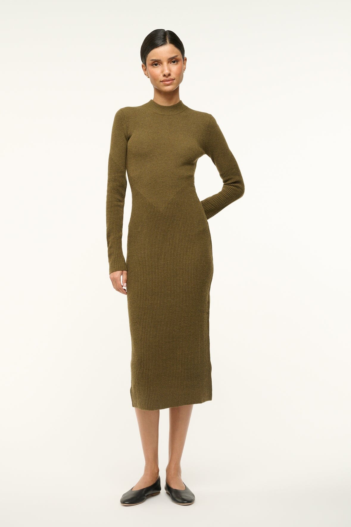 Long Sleeve Merino Midi Dress with Mock Neck | Ramona Dress