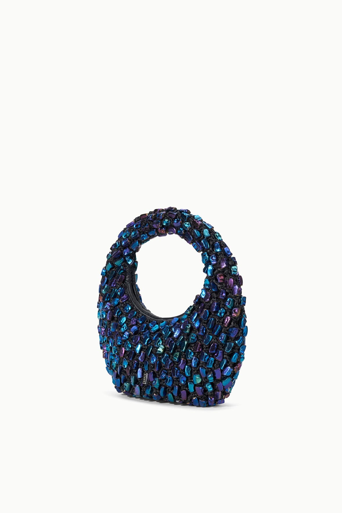 Pearlescent Bead Crochet Handheld Bag with Zipper Closure | Reef Bag Black