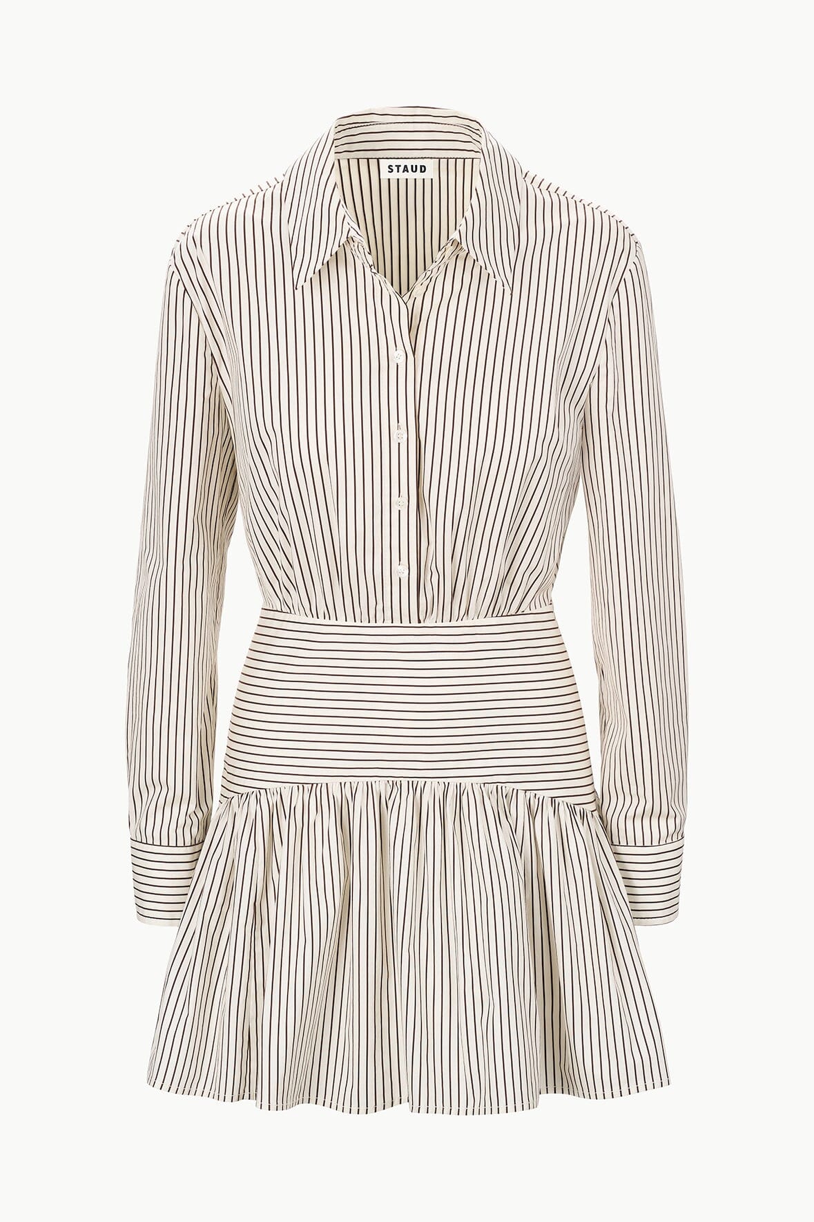 Mini Shirtdress with Collar & Button Front | Rocco Ivory Stripe