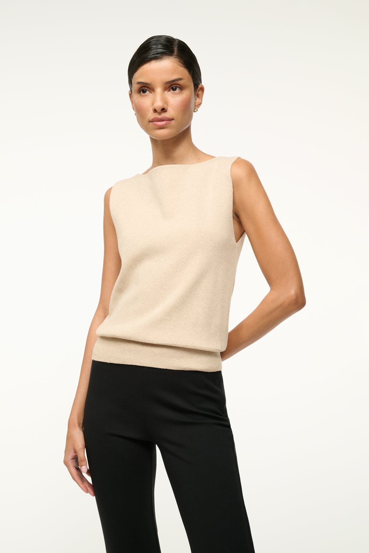 Boat Neck Sweater with Elastic Hem | Rocki Stone