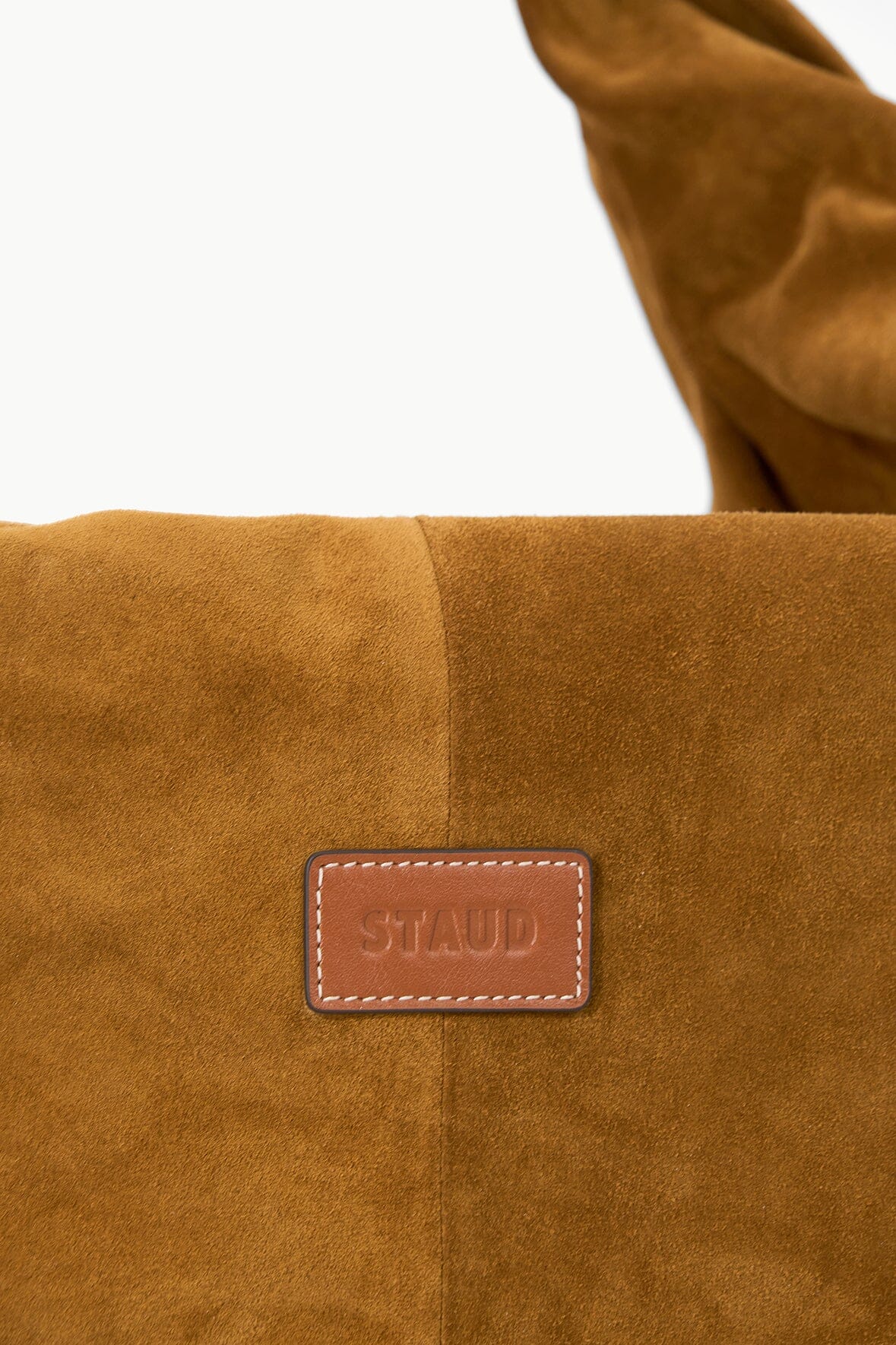 Tan Suede Shoulder Bag with Zip Pocket & Leather Handle | Ronnie Bag
