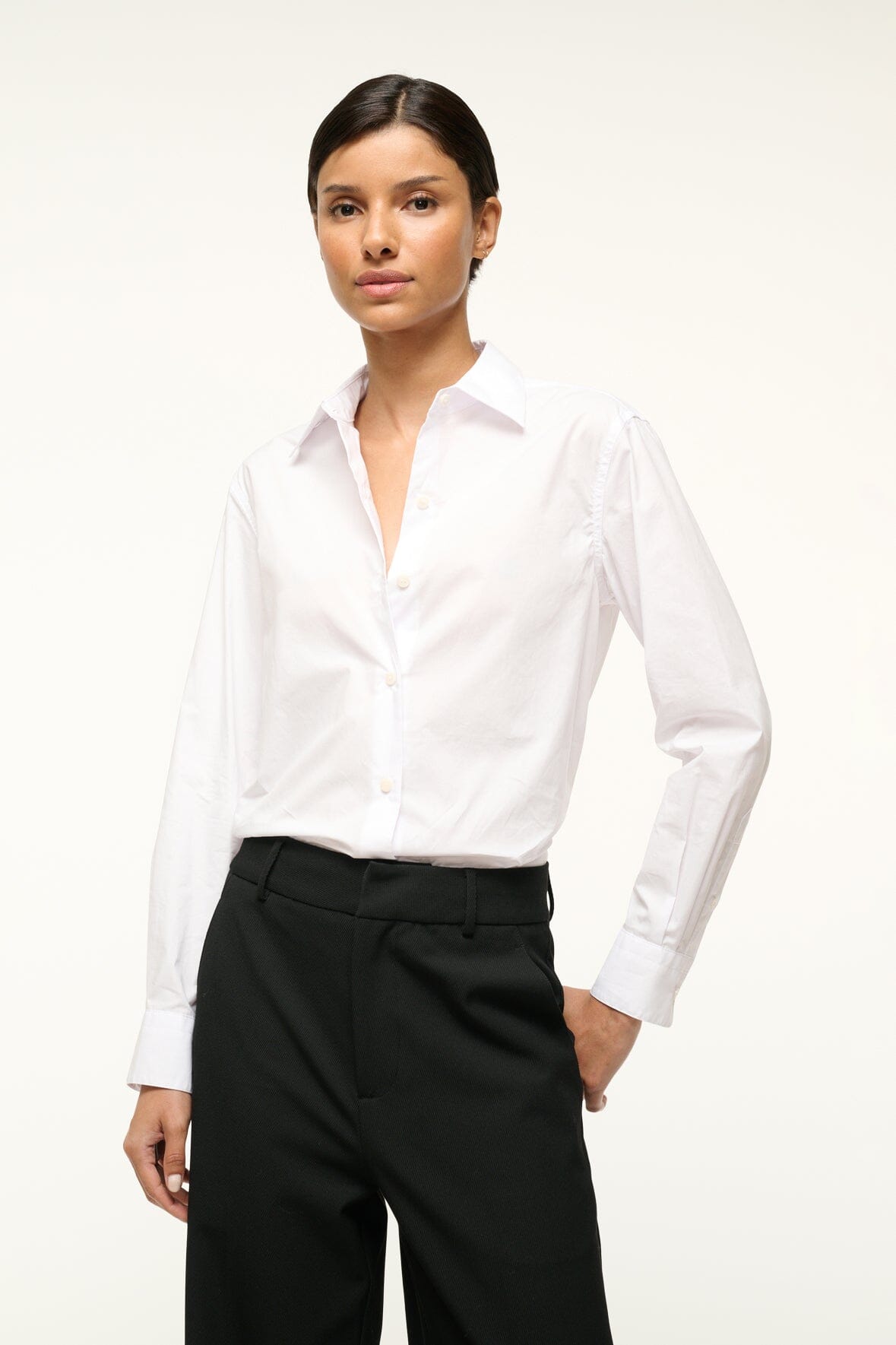 Classic White Poplin Button Down Shirt | Roxbury