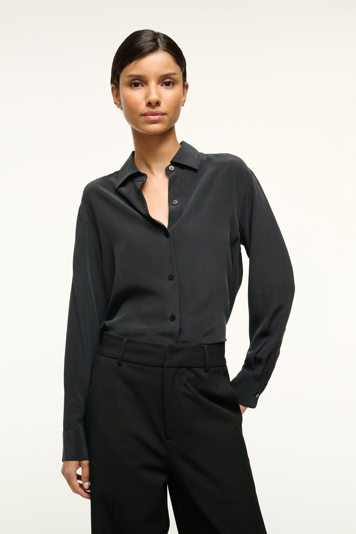 Classic-Fit Silk Shirt for Men | Roxbury Black