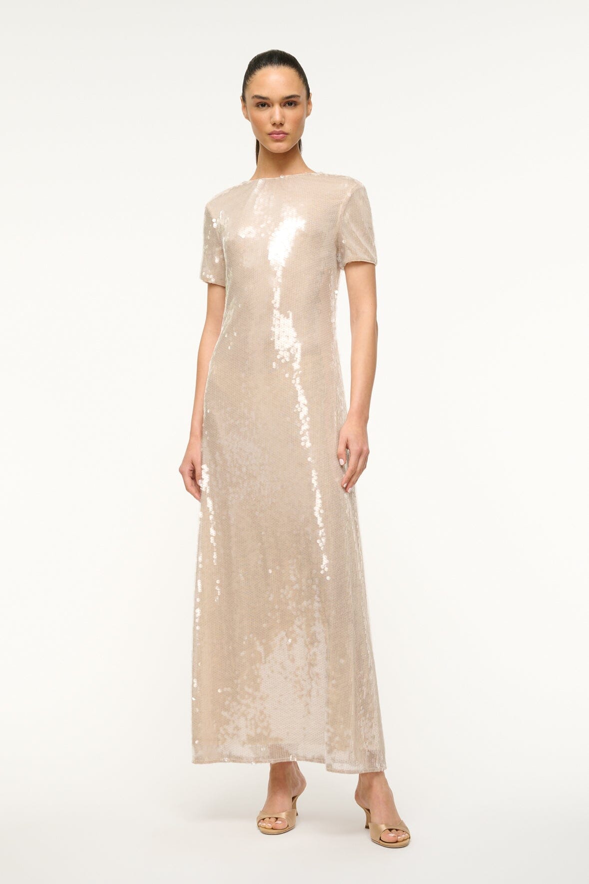 Round Neck Short Sleeve Dress with Scoop Back | Safi Moon
