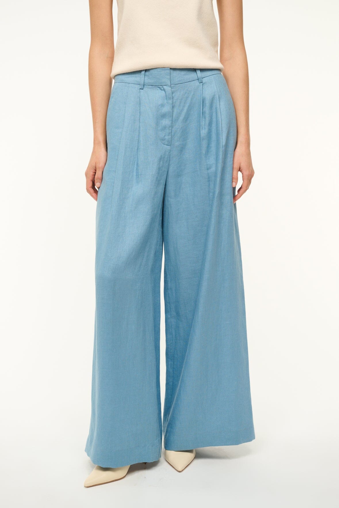 Wide Leg Linen Pants with Pockets | Sasha Slate Blue