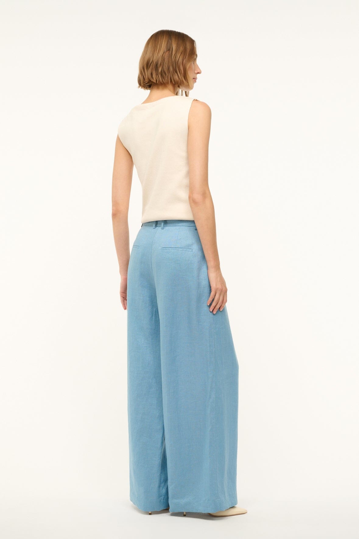 Wide Leg Linen Pants with Pockets | Sasha Slate Blue