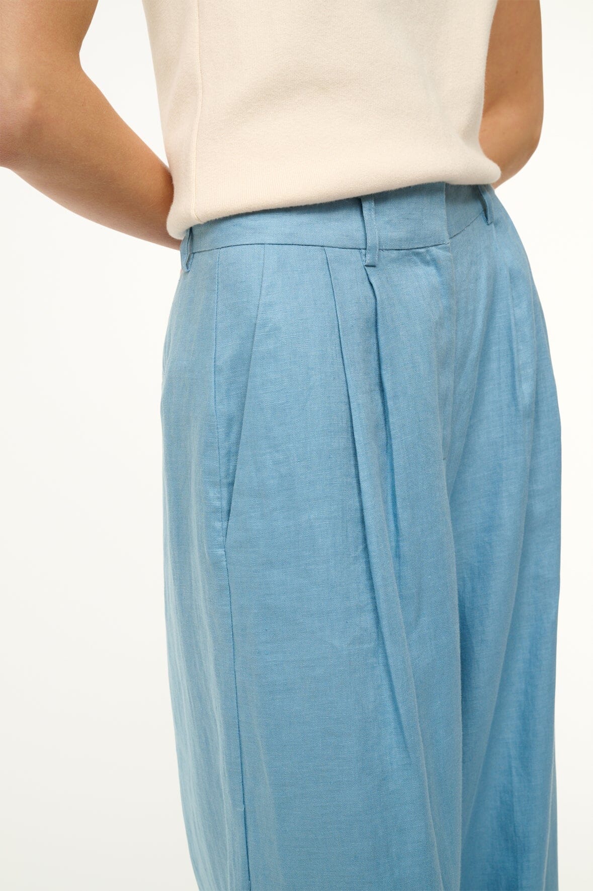 Wide Leg Linen Pants with Pockets | Sasha Slate Blue