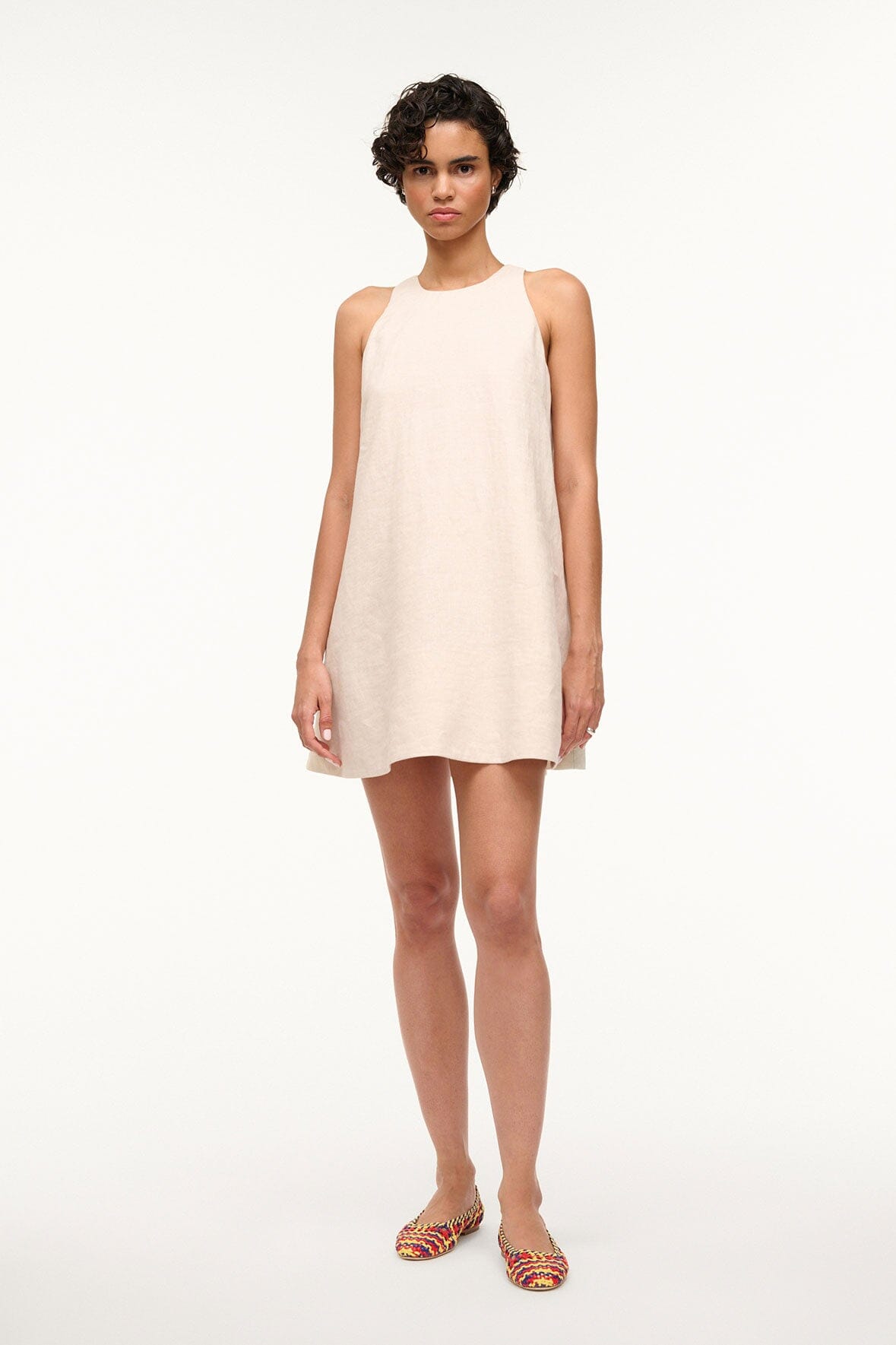 Flowy A-Line Mini Dress with Crew Neckline | Serafina Dress