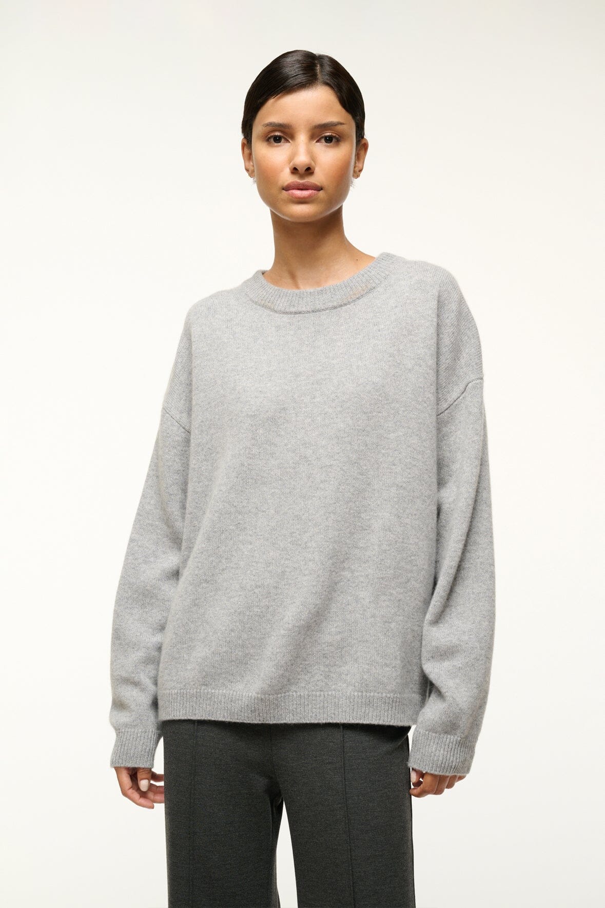 Relaxed Cashmere Crewneck Sweater | Serrano Heather Grey