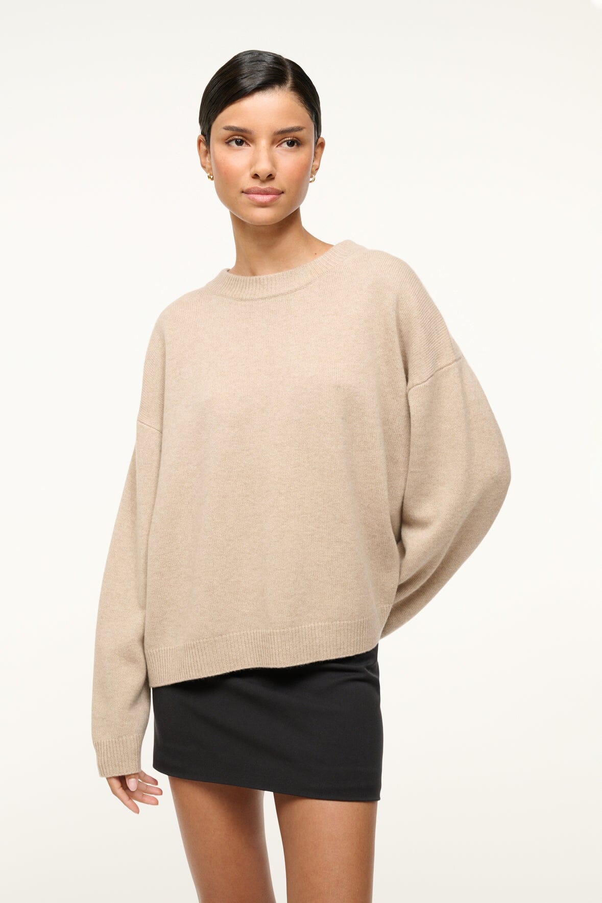 100% Cashmere Relaxed Crewneck Sweater | Serrano Stone