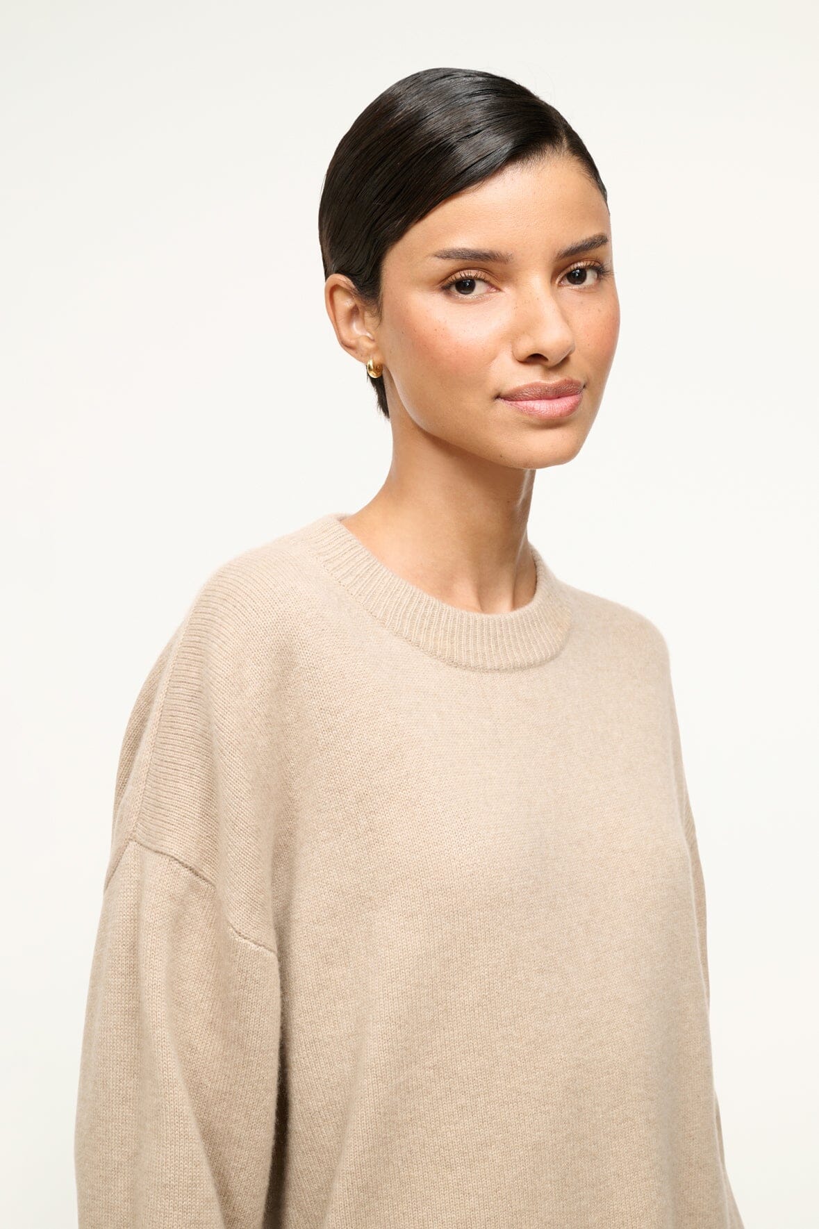 100% Cashmere Relaxed Crewneck Sweater | Serrano Stone