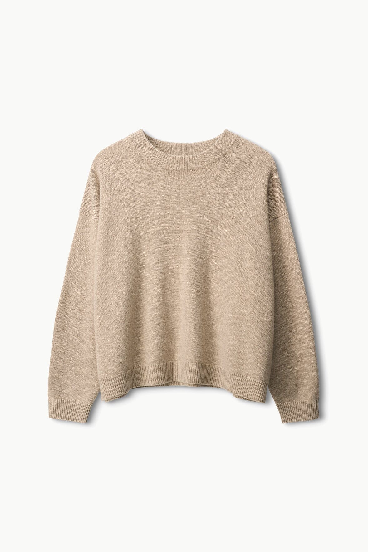 100% Cashmere Relaxed Crewneck Sweater | Serrano Stone