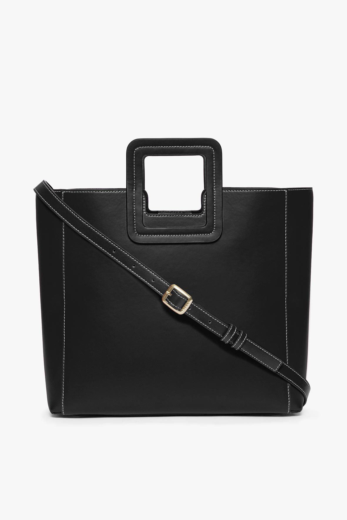 Leather Shoulder Bag with Removable Pouch | Shirley Black