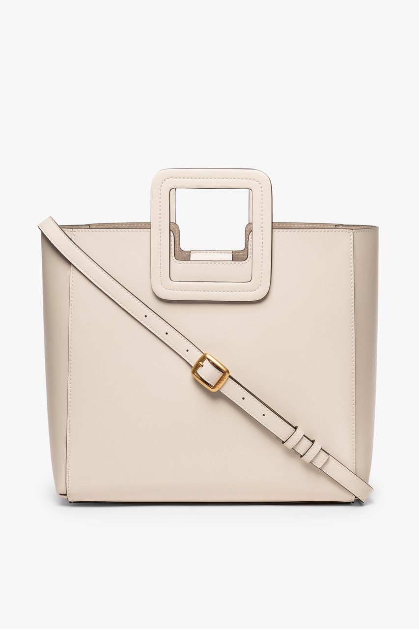 Leather Shoulder Bag with Removable Pouch | Shirley Cream