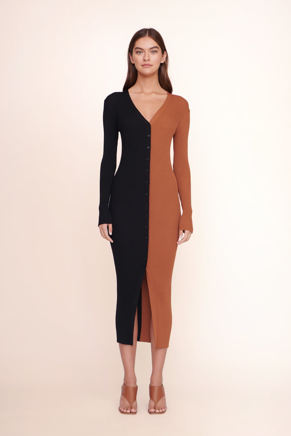Stretchy Rib Knit Sweater Cardigan & Dress | Shoko Tan Black