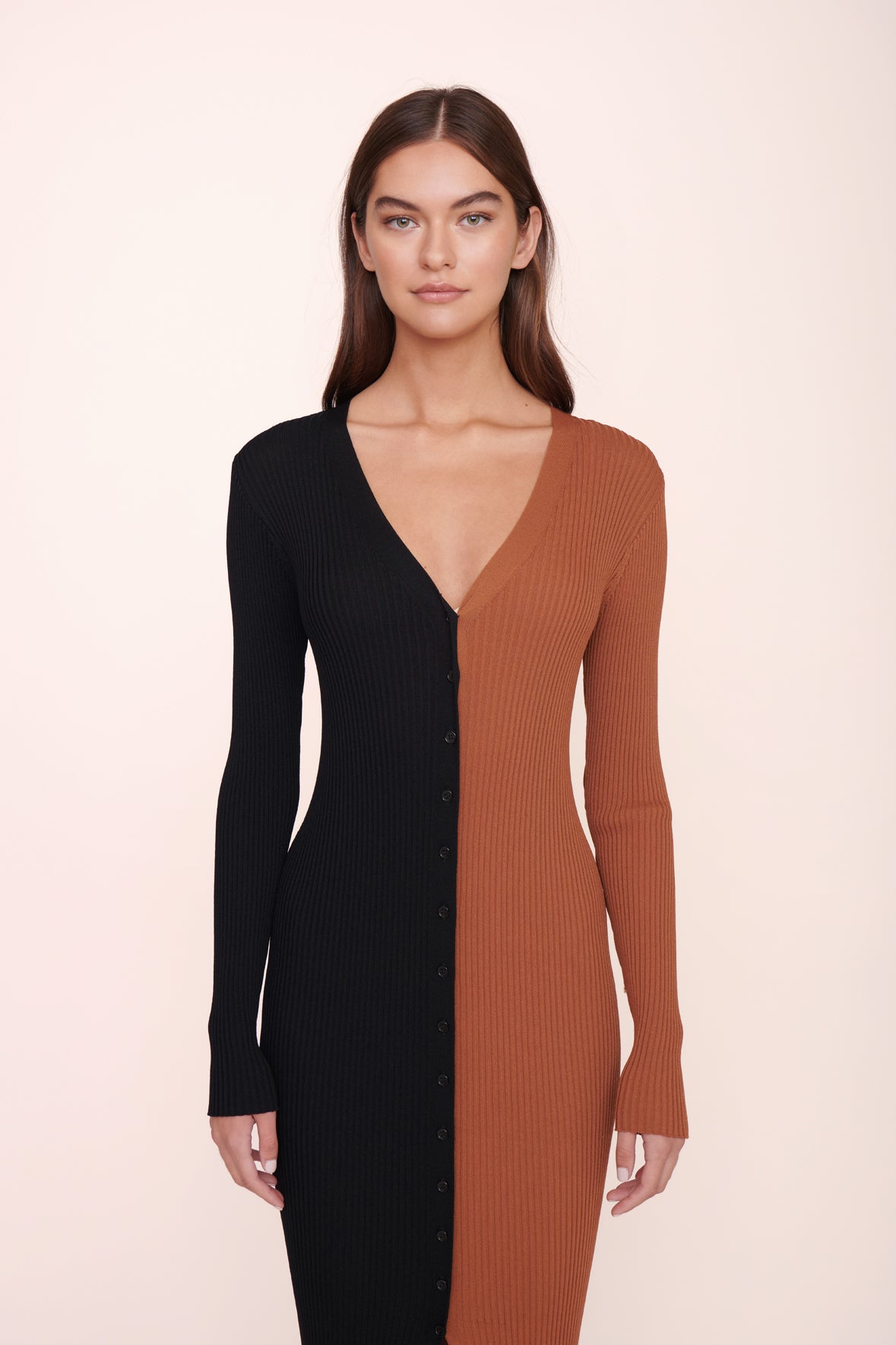 Stretchy Rib Knit Sweater Cardigan & Dress | Shoko Tan Black