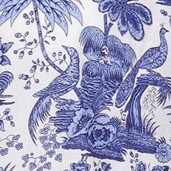Short Sleeve Wells Dress in Blue Toile | Corset Panel & A-Line Skirt