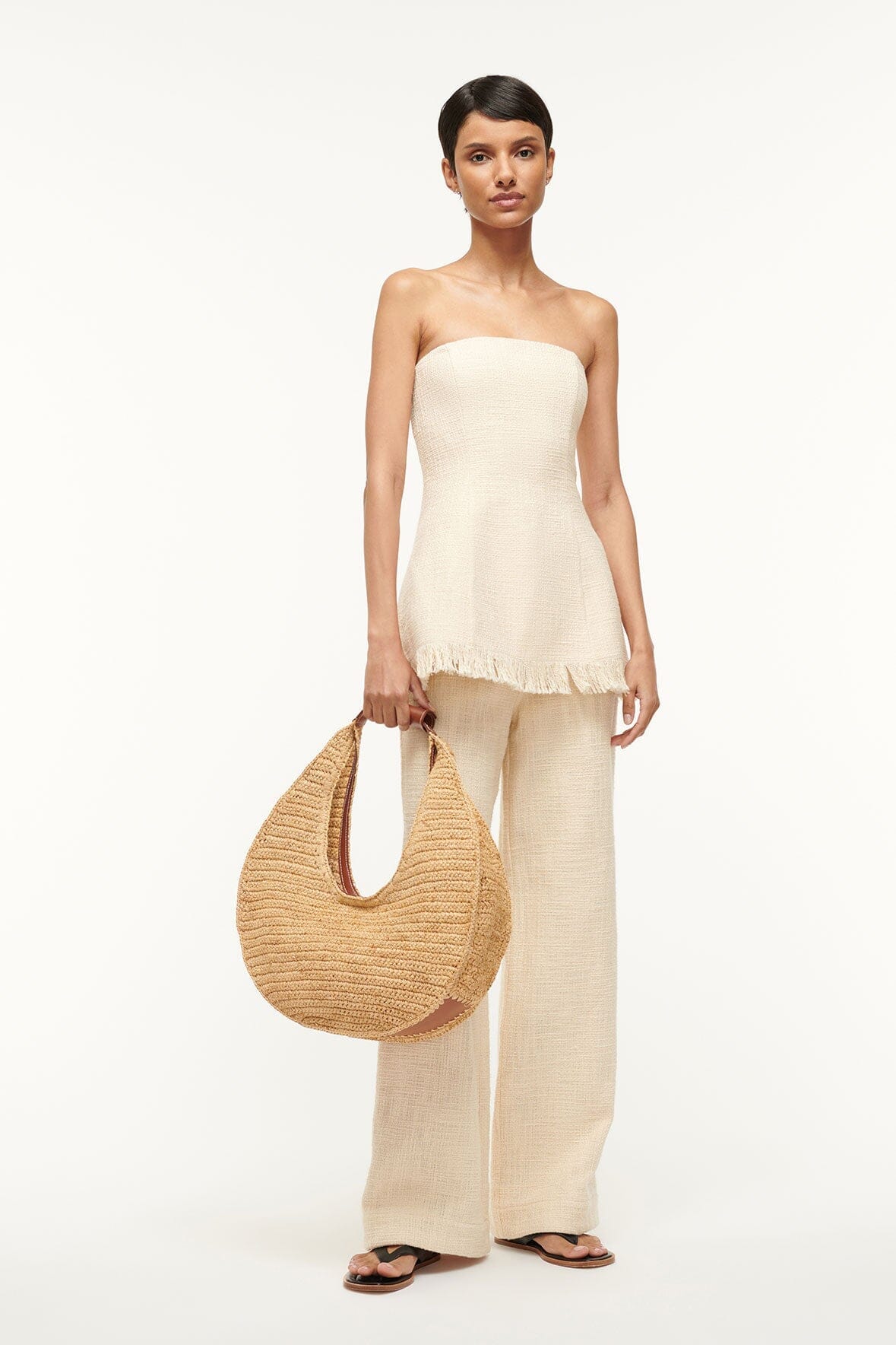 Strapless Peplum Top with Fringe Hem | Silvia Ivory