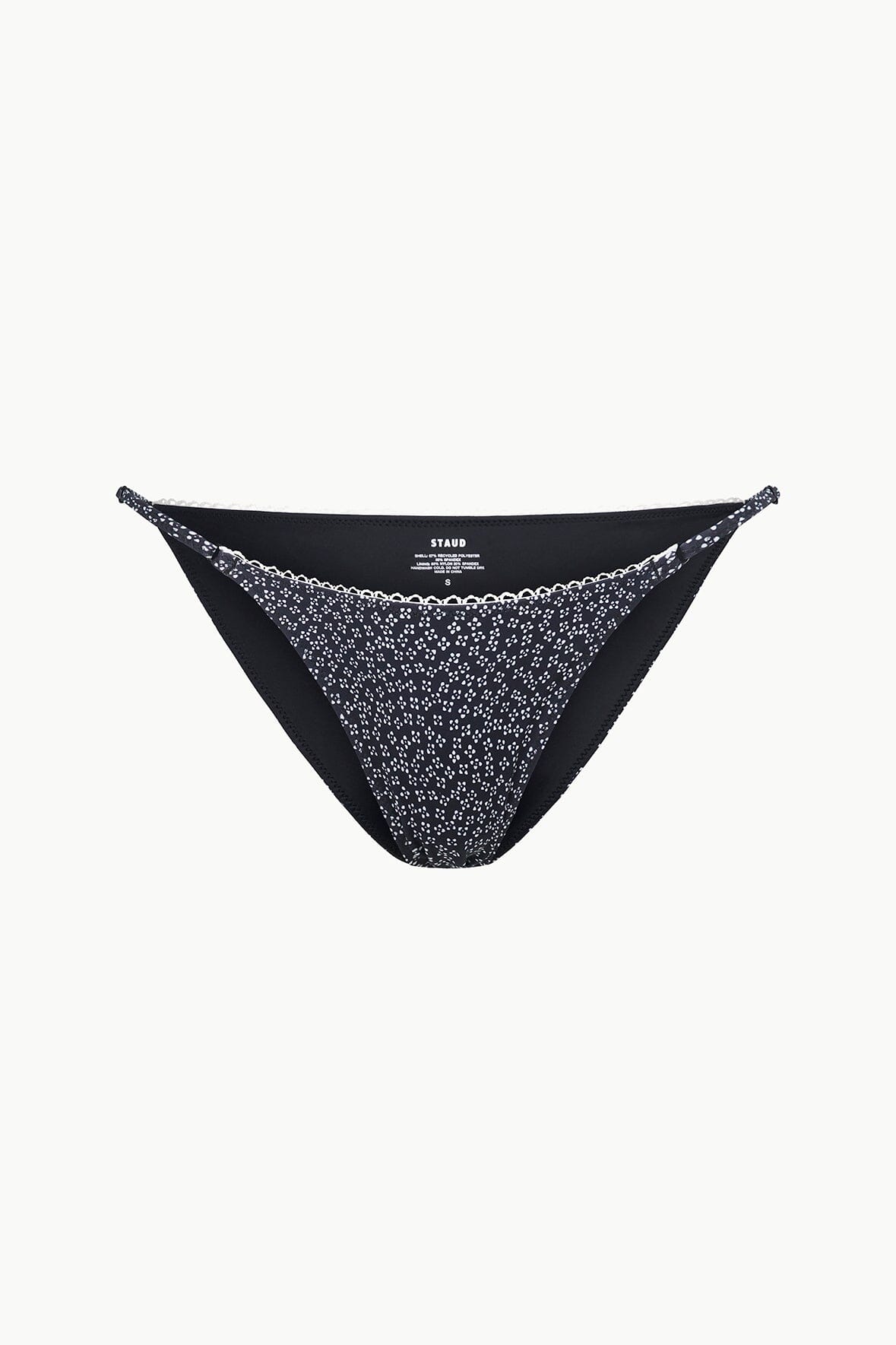 String Bikini Bottom with Adjustable Slider | Sisley Black Floral