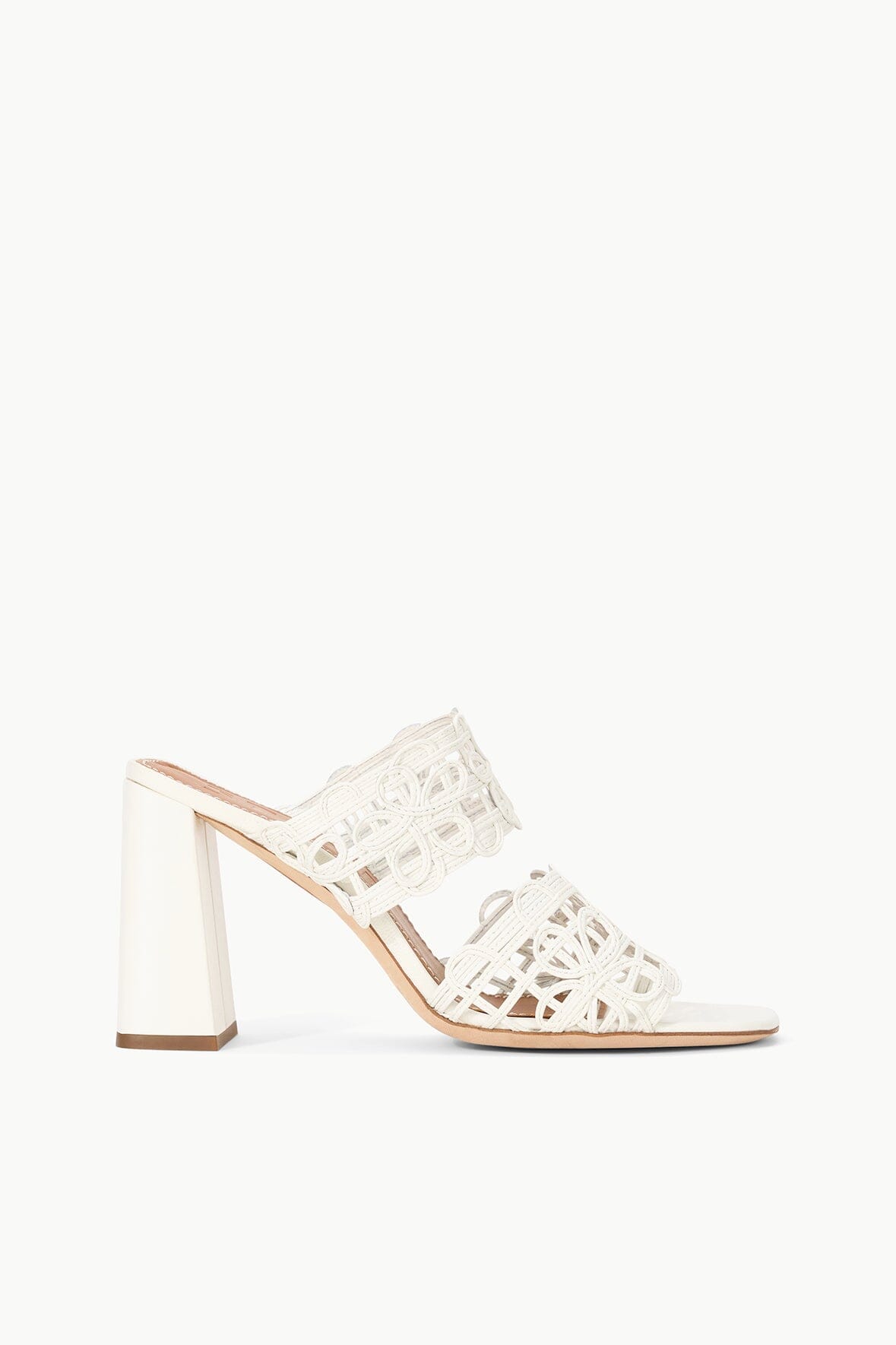 Leather High-Heel Sandals with Double Strap & Floral Appliques | Skylar Heel