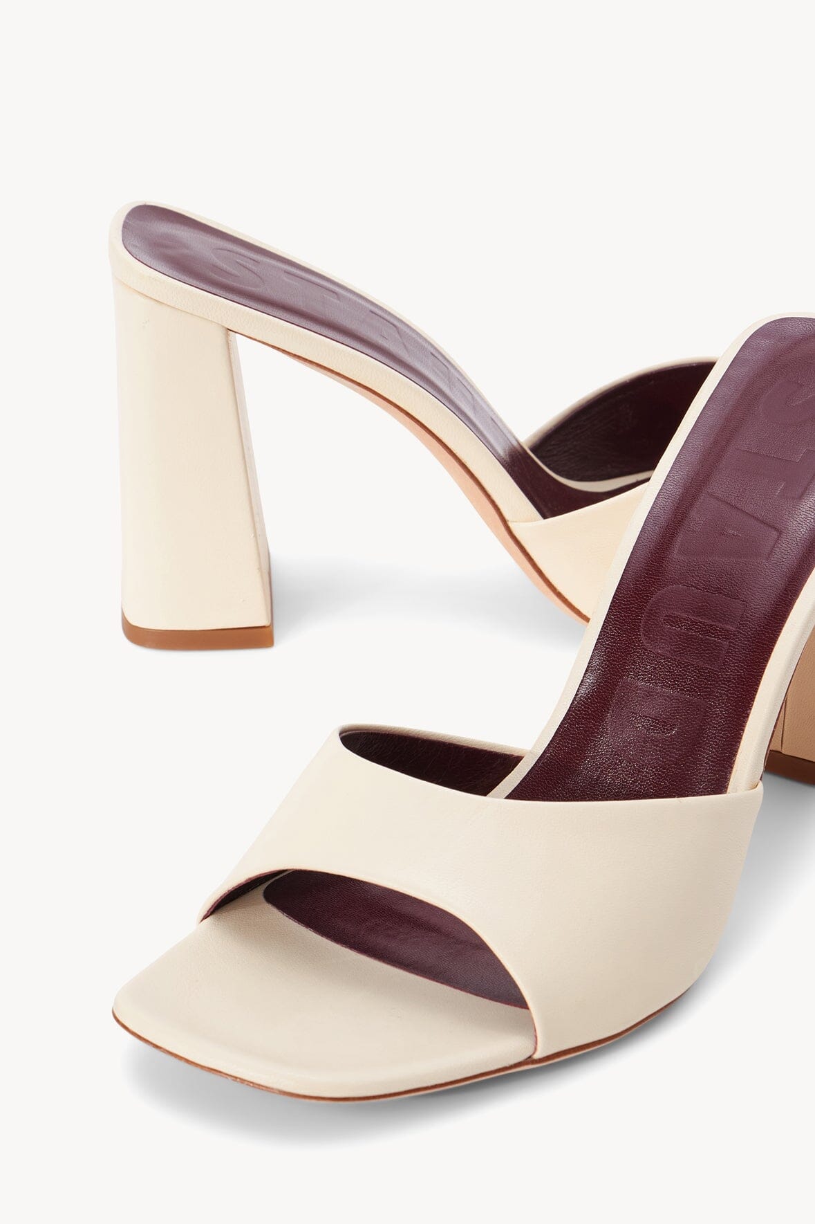 Leather Open-Toe Sandals with Chunky Heel & Cushioned Footbed | Sloane Cream
