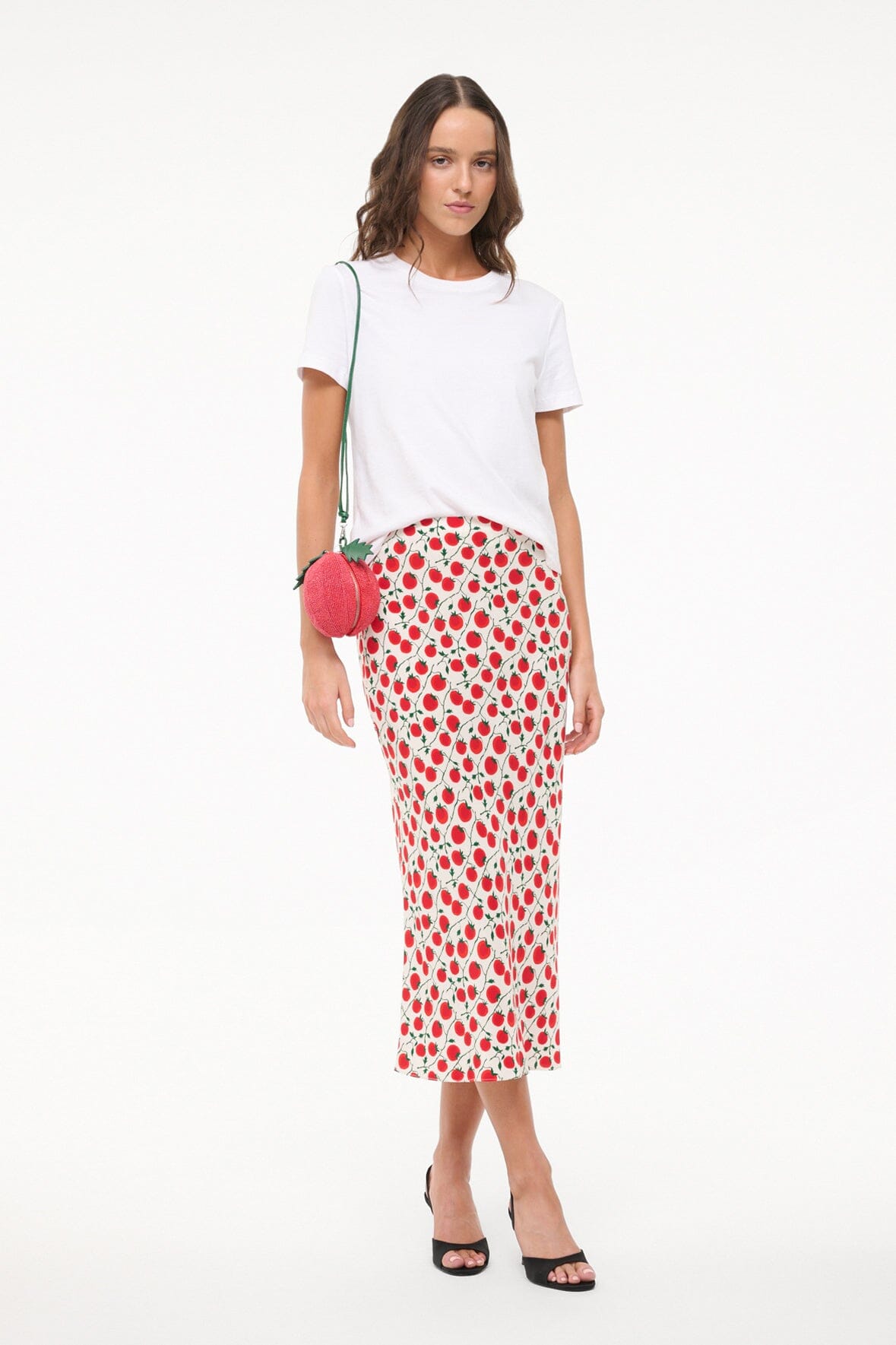 Bias Cut Tomato Print Skirt | Angela by On The Vine