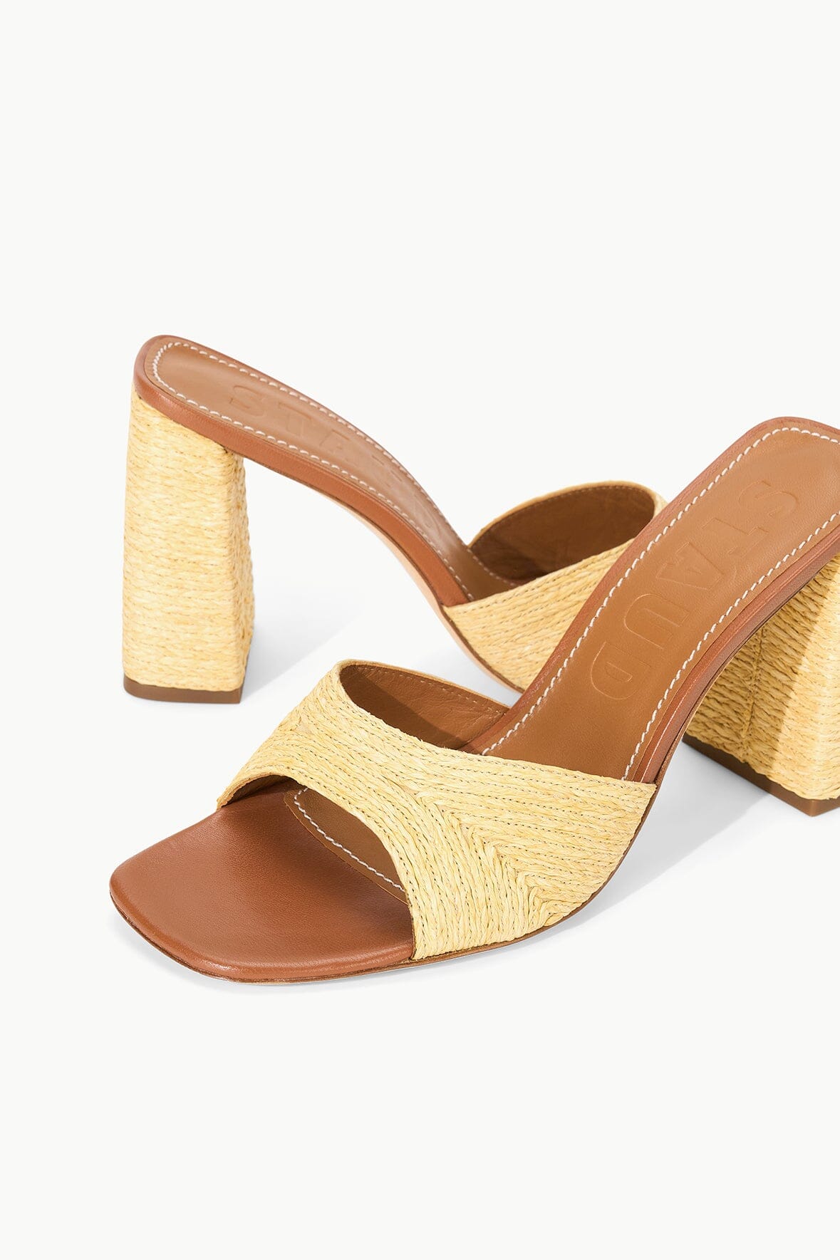 Raffia & Leather Sandals with Chunky Heel | Sloane Heel