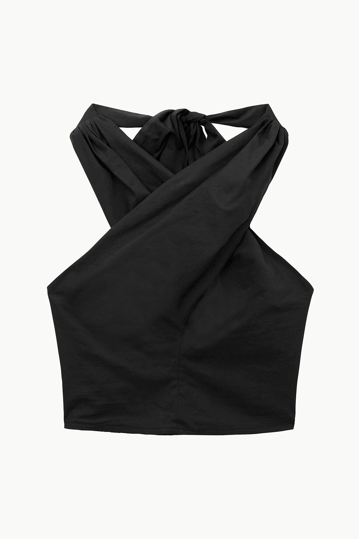 Smocked Halter Top with Self-Tie Neck | KAI Black