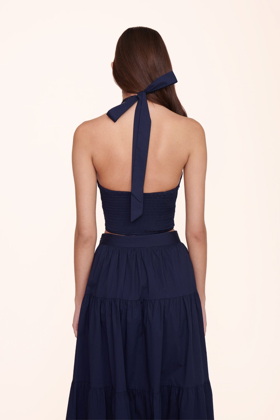 Smocked Cropped Halter Top | Navy Bestseller