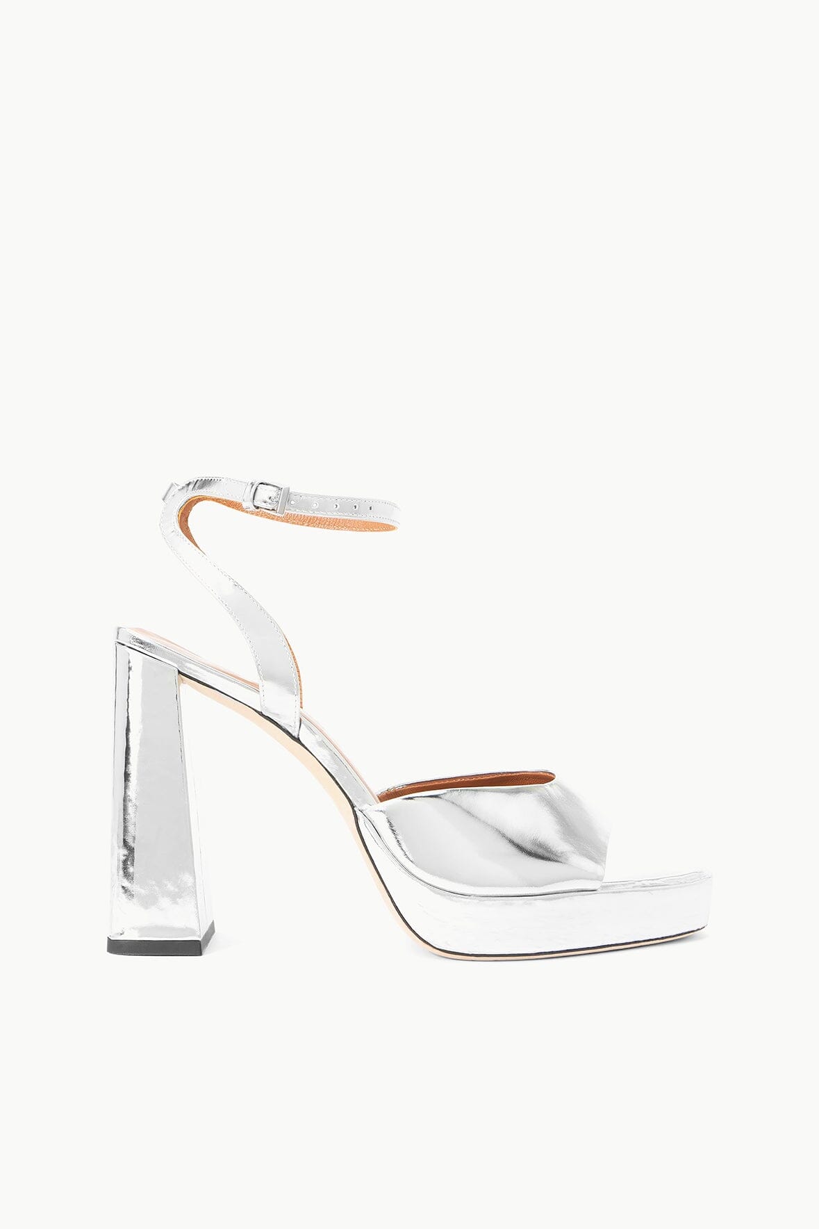 Solange Platform Heels with Ankle Strap | Chrome Patent