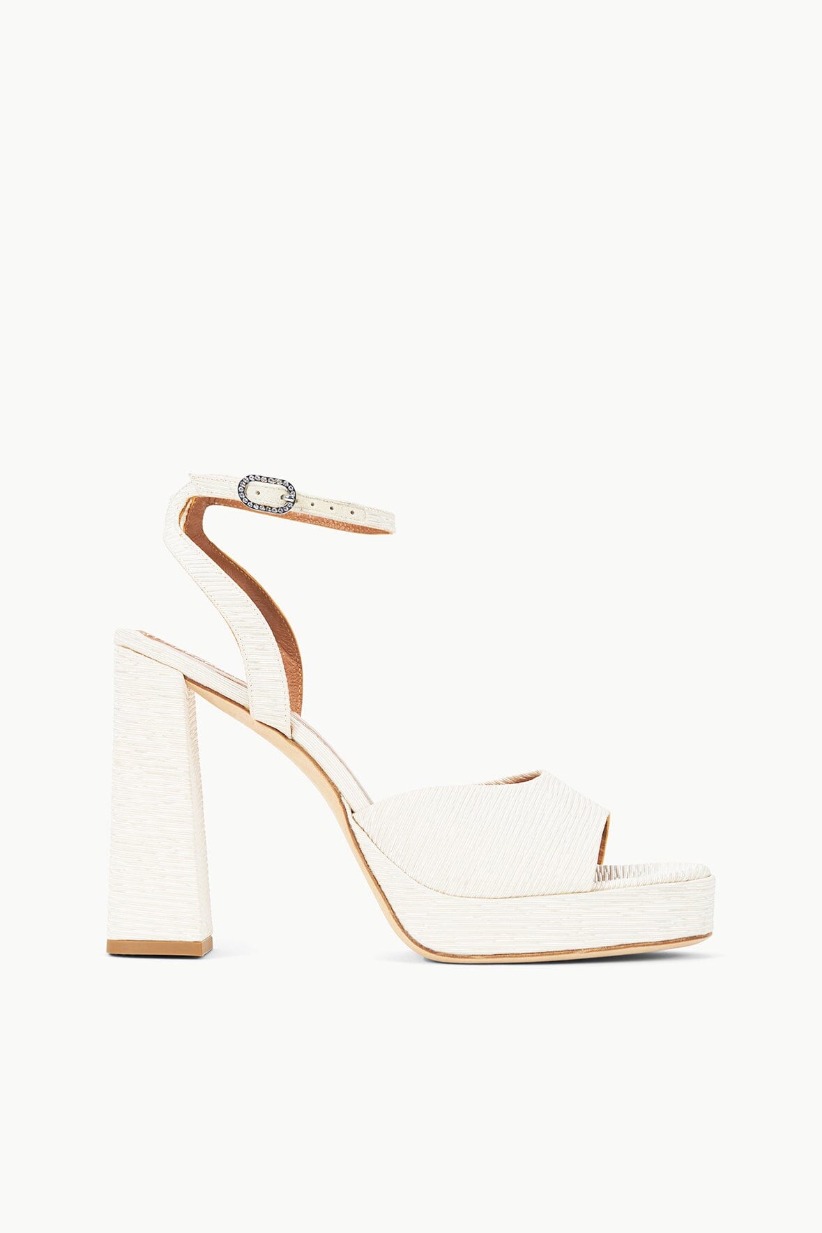 White Open Toe Platform Heels with Ankle Strap | Solange