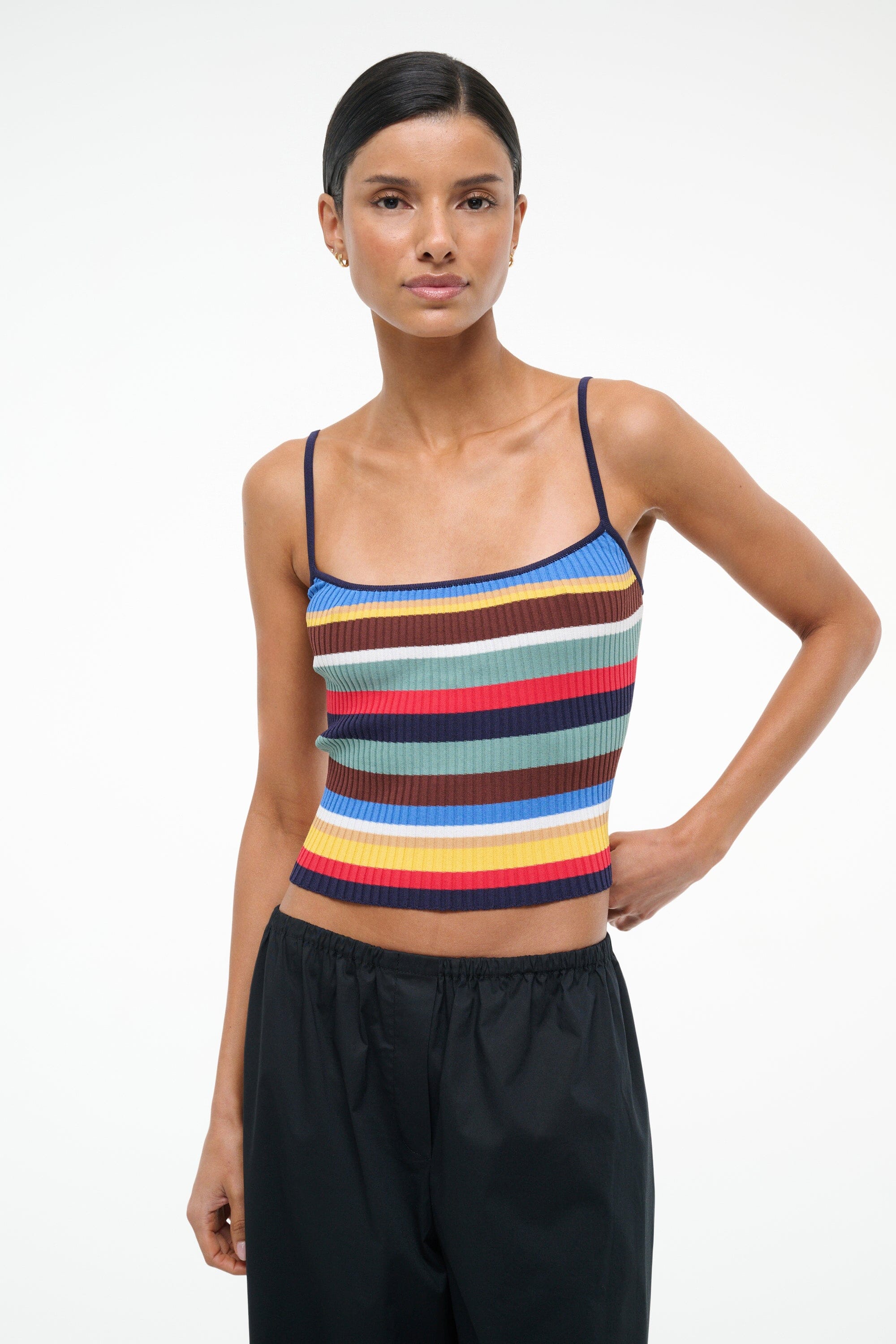 Rib Knit Camisole Tank Top for Layering | Soleil Market Stripe