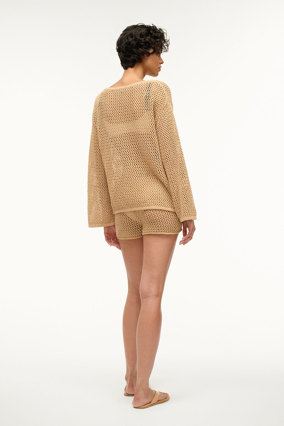 Mesh Pointelle Top with Bell Sleeves & Sea Motifs | Sovana