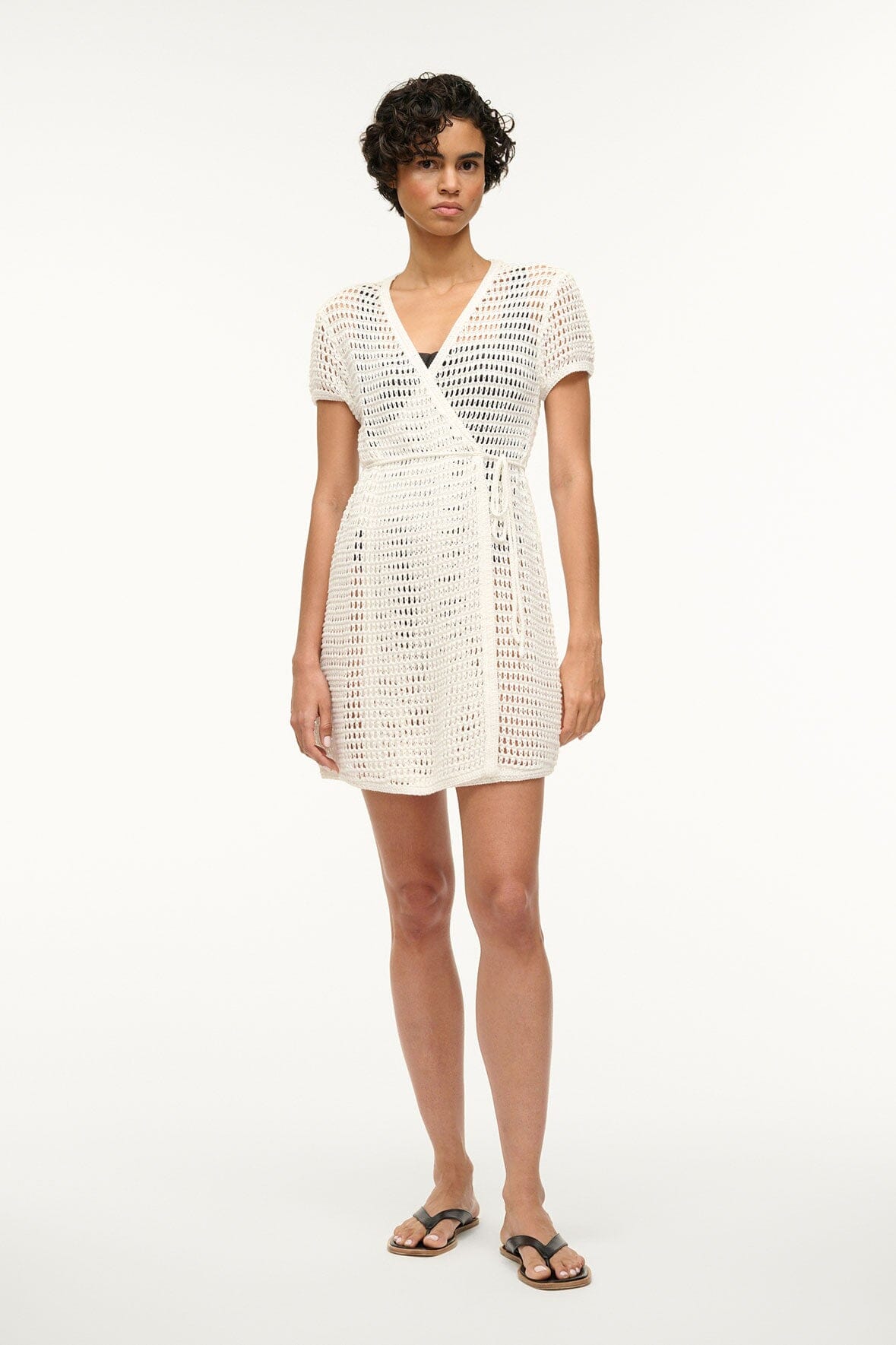 Wrap-Style Coverup Mini Dress with V-Neckline | Spritz Ivory