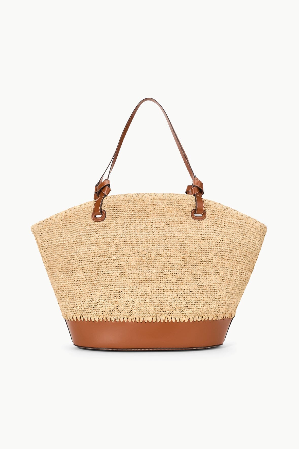 Oversized Raffia Tote Bag with Leather Base & Zip Pocket | Squillo