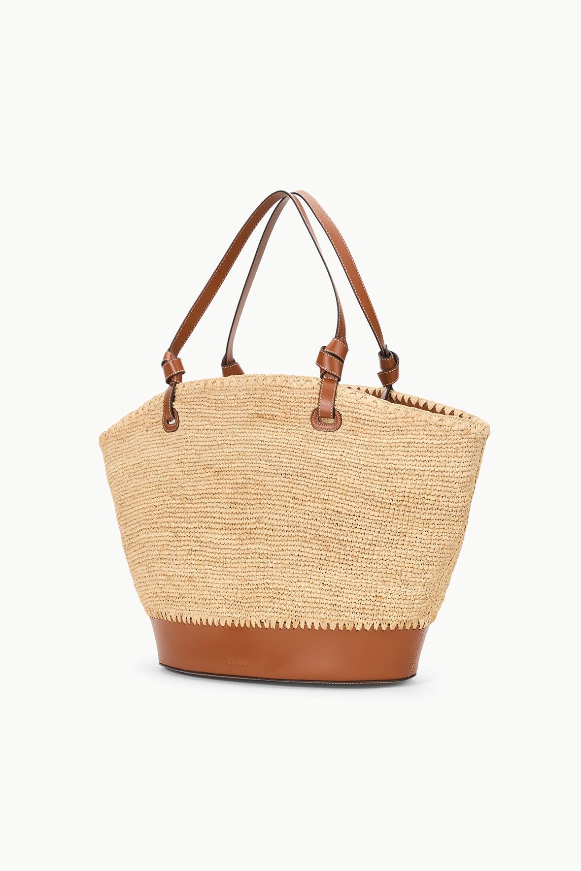 Oversized Raffia Tote Bag with Leather Base & Zip Pocket | Squillo